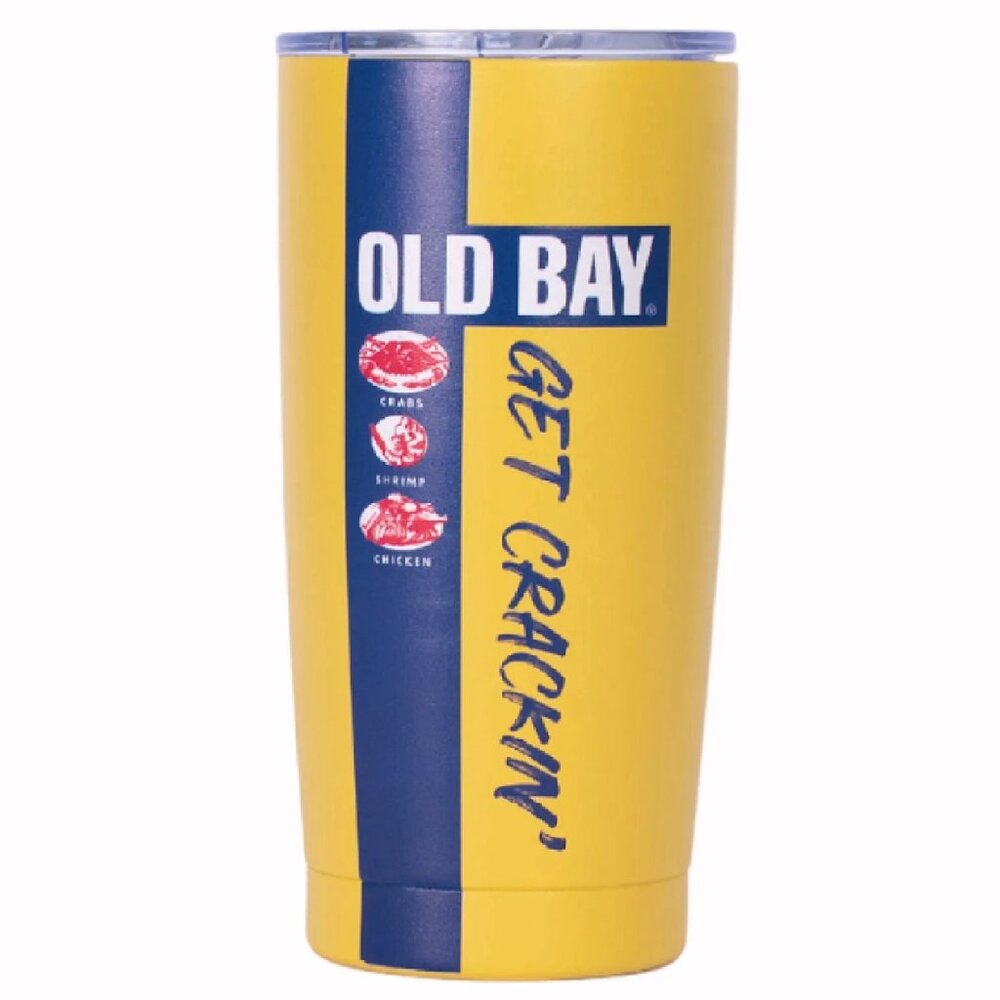 Old Bay Get Crackin’ Metal Hot/Cold 20 Ounce Tumbler - NEW Fast Ship